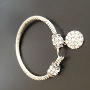 Silver Tone Pinch Clasp Cuff Bracelet
